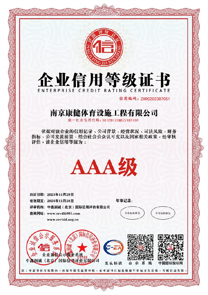 企業信用等級證書